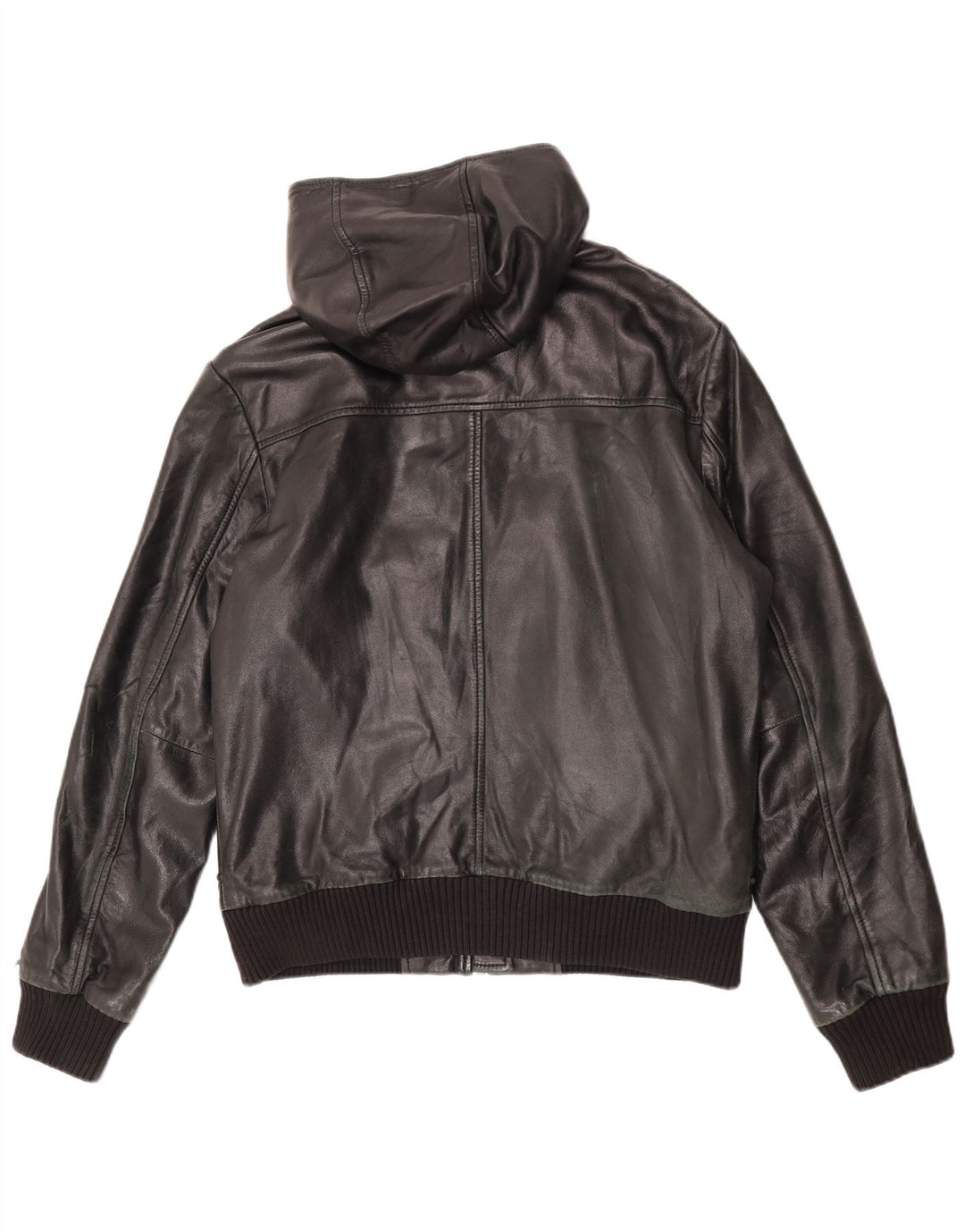 Jaqueta masculina de couro com capuz Conbipel IT 50 grande pele de cordeiro preta