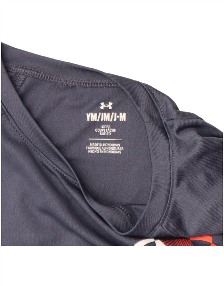 Camiseta gráfica solta UNDER ARMOUR para meninos 9-10 anos cinza médio