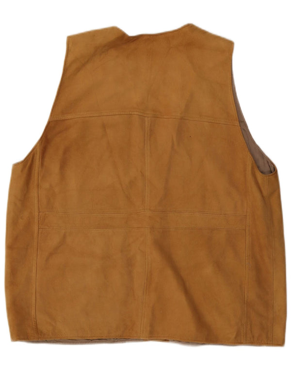 Colete feminino vintage de camurça UK 18 XL bege