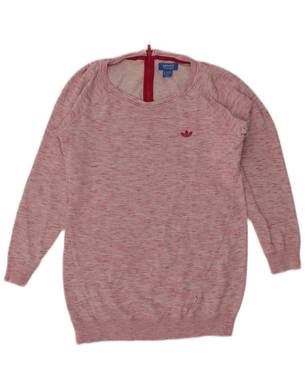 Adidas feminino moletom jumper uk 12 médio rosa algodão manchado