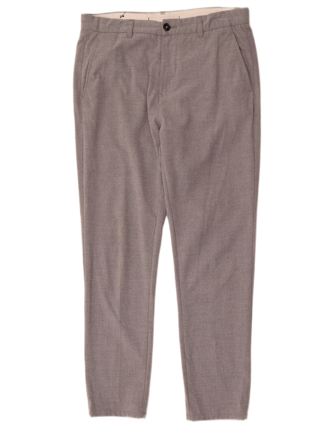 Zara Mens Slim Chino Calças EU 42 Grande W32 L28 Poliéster Cinza