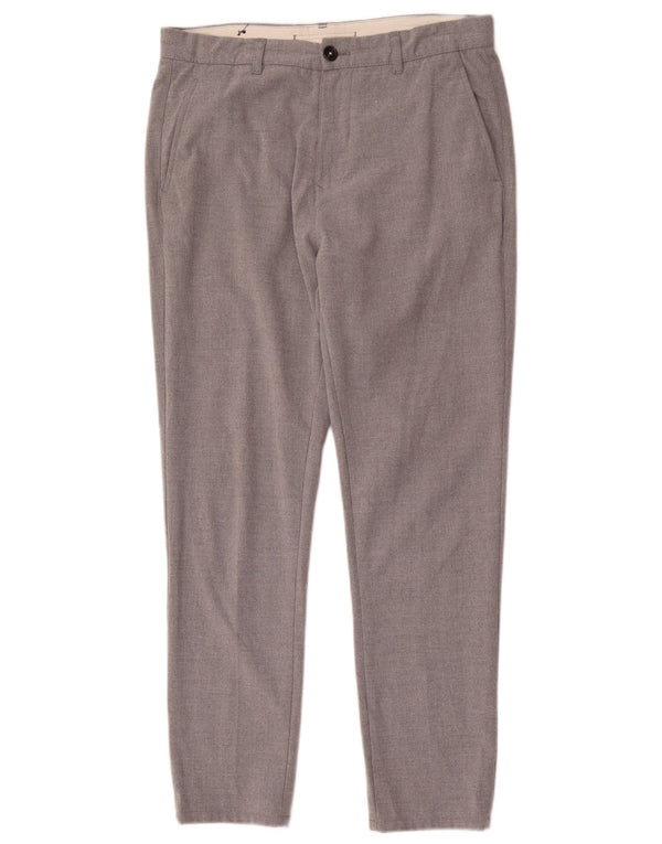 Zara Mens Slim Chino Calças EU 42 Grande W32 L28 Poliéster Cinza