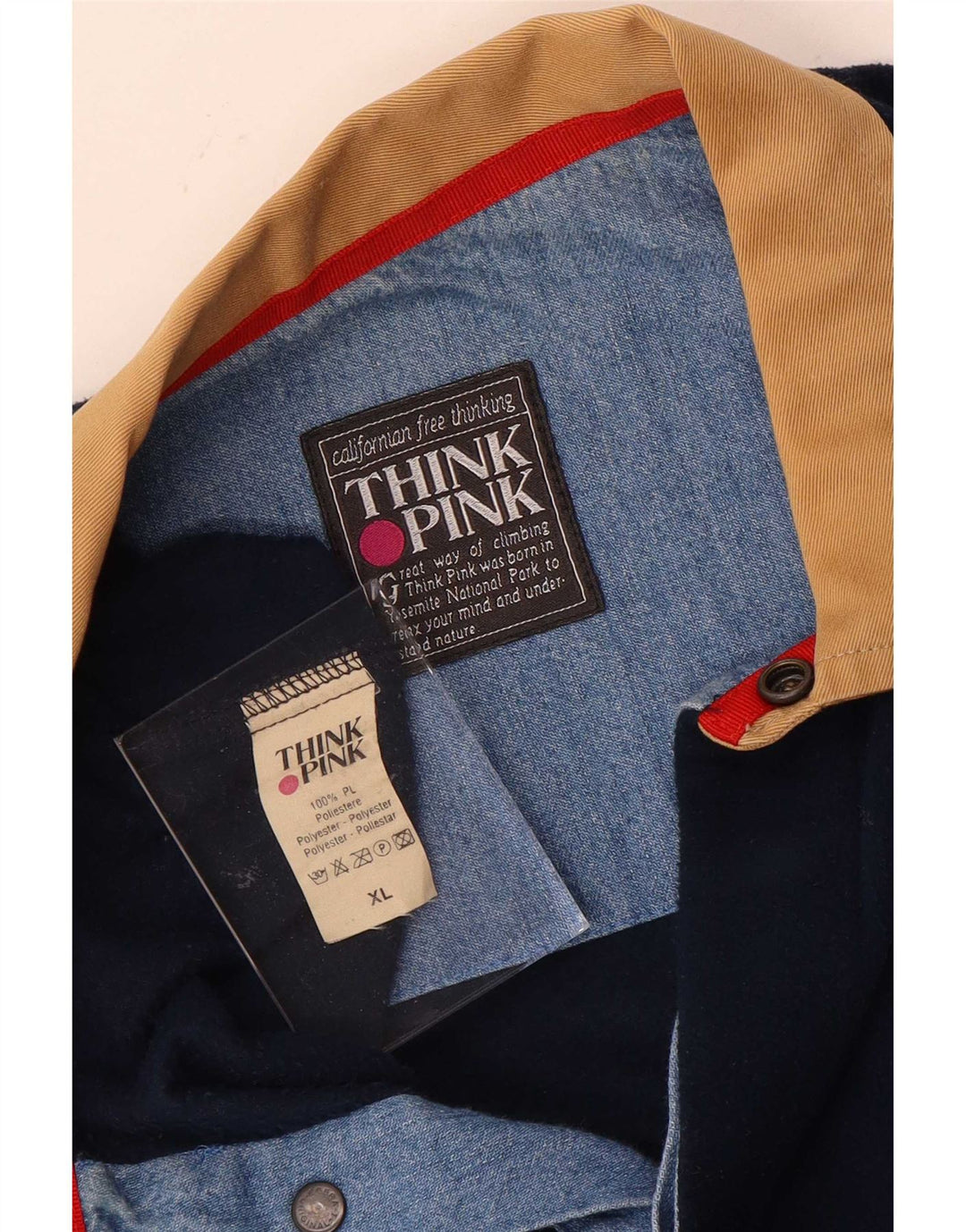 Think Pink Mens Polo Neck Fleece Jumper XL Azul Marinho Poliéster