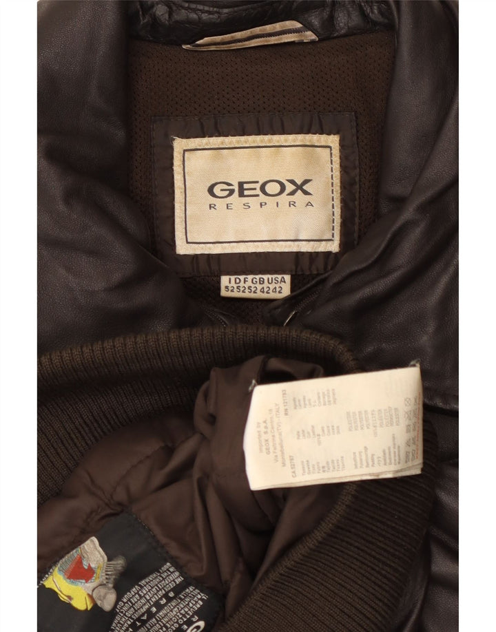Jaqueta masculina de couro bomber Geox UK 42 XL couro preto