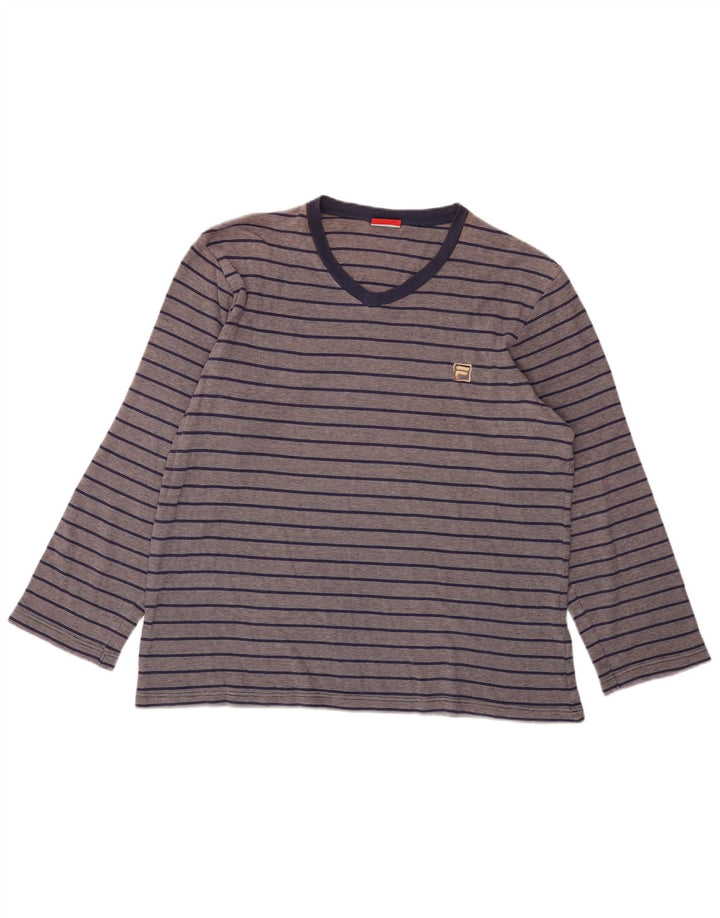 Fila Top Feminino Manga Comprida UK 18 XL Azul Marinho Listrado