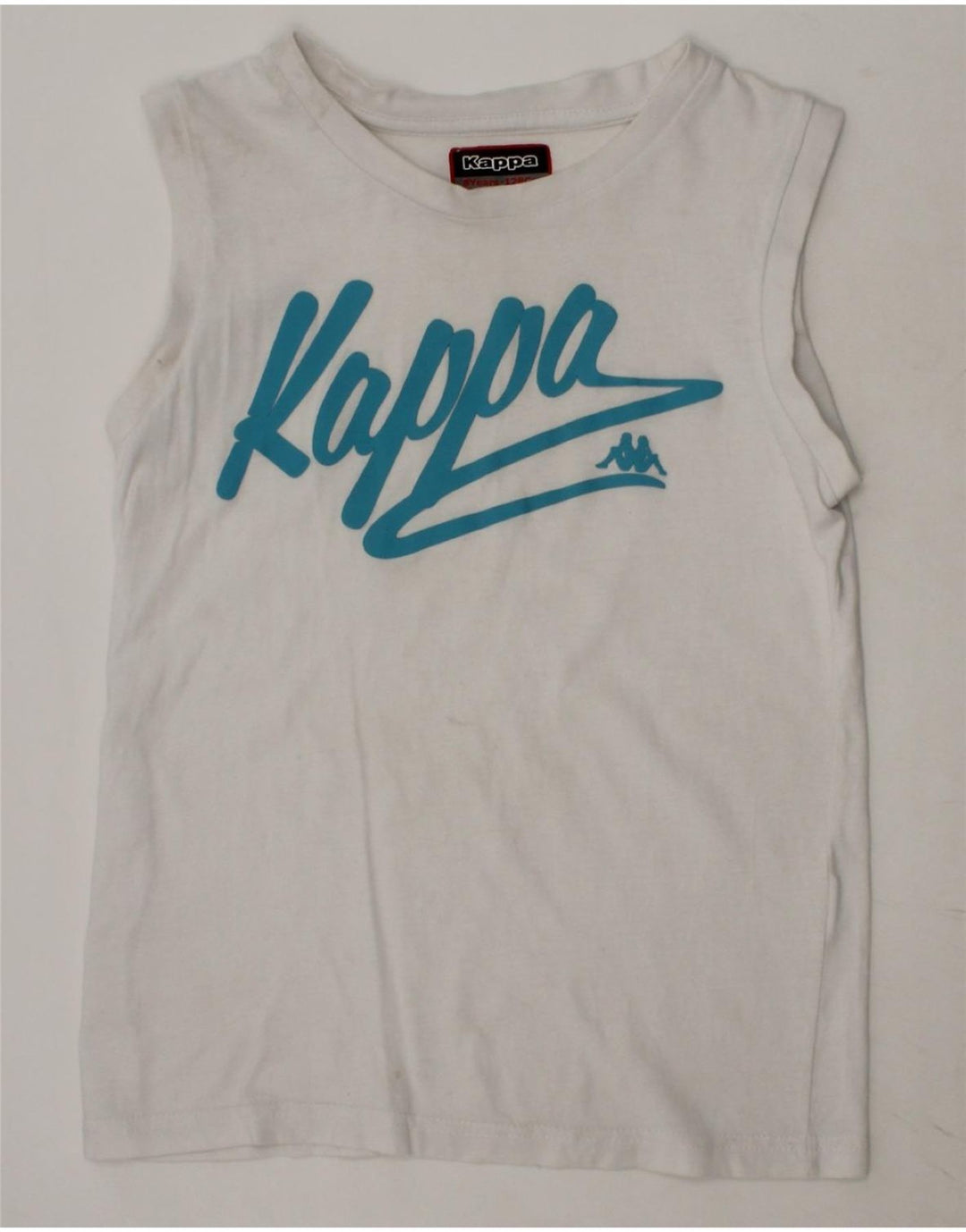 KAPPA Girls Graphic Vest Top 7-8 Years White Vintage Kappa and Second-Hand Kappa from Messina Hembry 