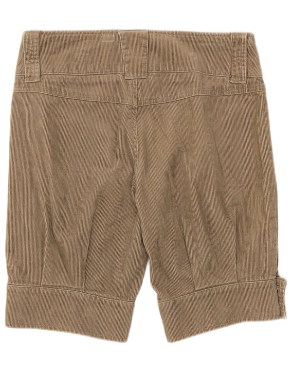 Shorts femininos de veludo Benetton IT 40 médio W30 algodão marrom