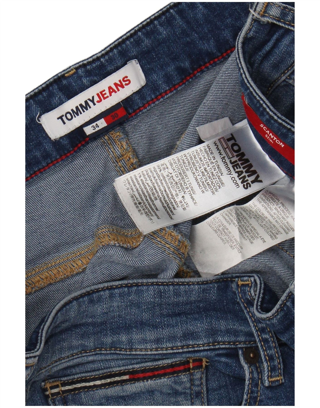 TOMMY HILFIGER Masculino Scanton Slim Jeans W34 L27 Azul Algodão
