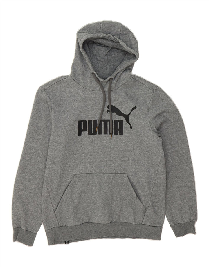 PUMA Mens Graphic Hoodie Jumper Medium Grey Cotton Vintage Puma and Second-Hand Puma from Messina Hembry 