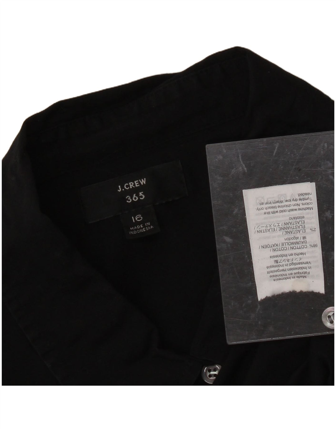 J. CREW Camisa feminina 365 US 16 2XL algodão preto