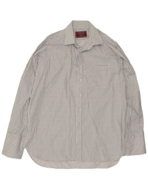 Camisa masculina Charles Tyrwhitt tamanho 42 16 1/2 grande algodão xadrez branco