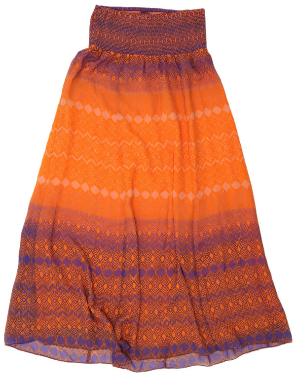 Monsoon Saia feminina cintura alta evasê grande W32 listrada laranja