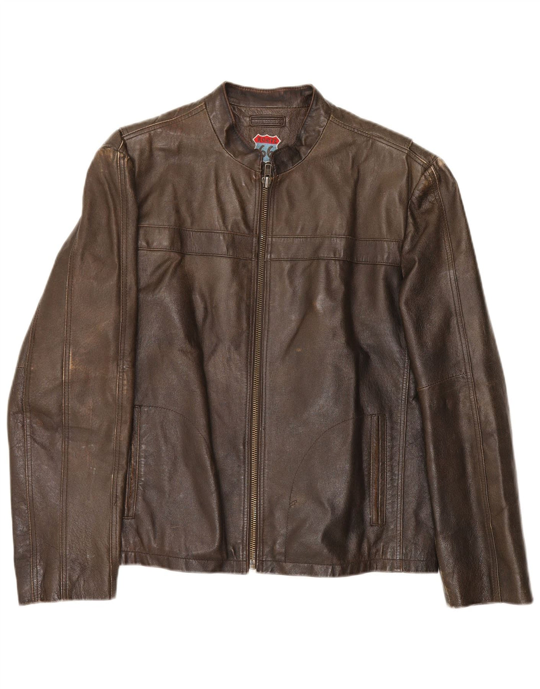 Jaqueta de couro masculina Route 66 UK 40 grande couro marrom