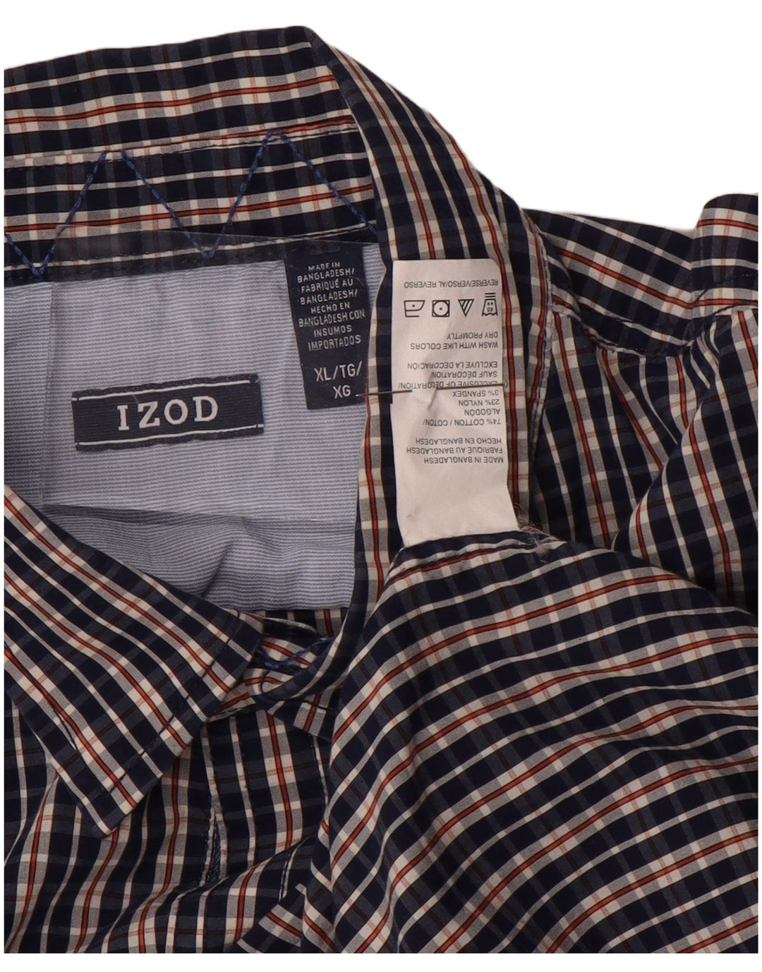 Camisa masculina IZOD XL algodão xadrez azul marinho
