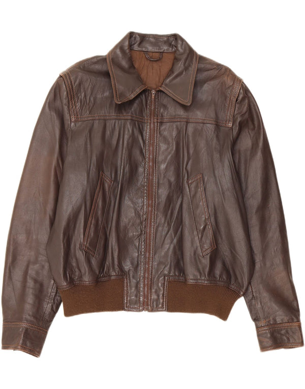 Jaqueta de couro masculina vintage UK 42 XL couro marrom