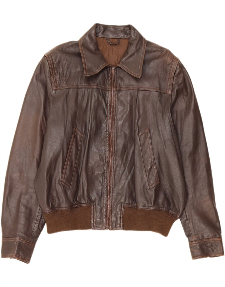 Jaqueta de couro masculina vintage UK 42 XL couro marrom