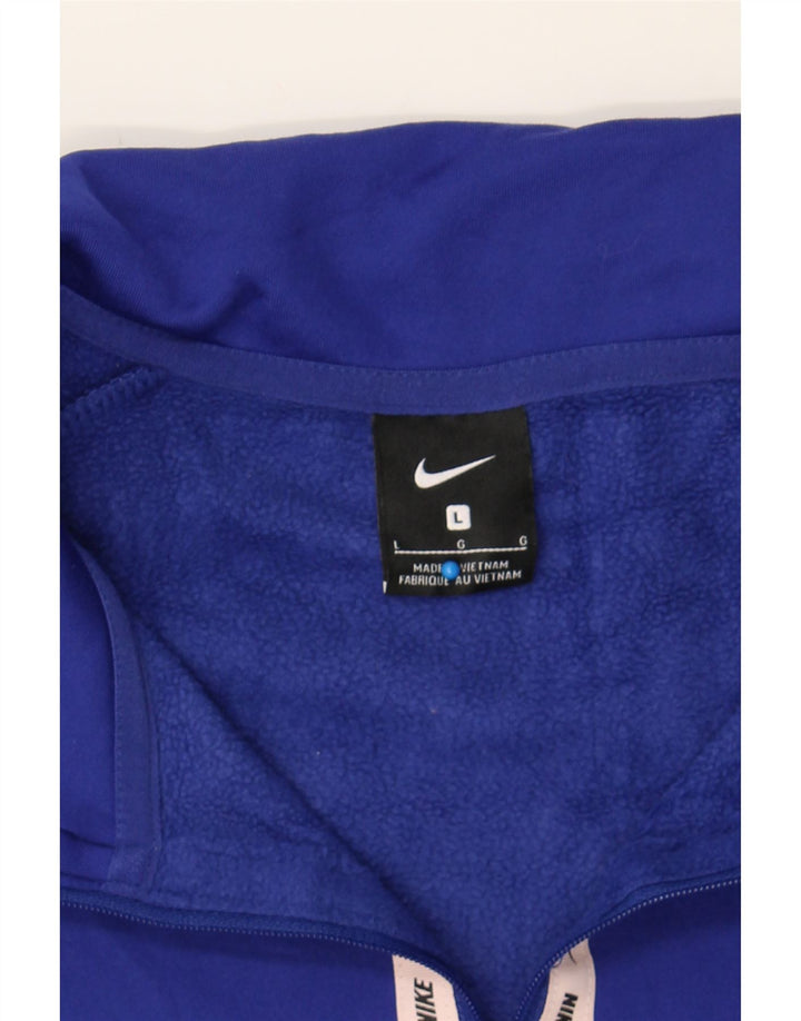 NIKE Womens Oversized Zip Neck Sweatshirt Jumper UK 16 Large Blue Vintage Nike and Second-Hand Nike from Messina Hembry 