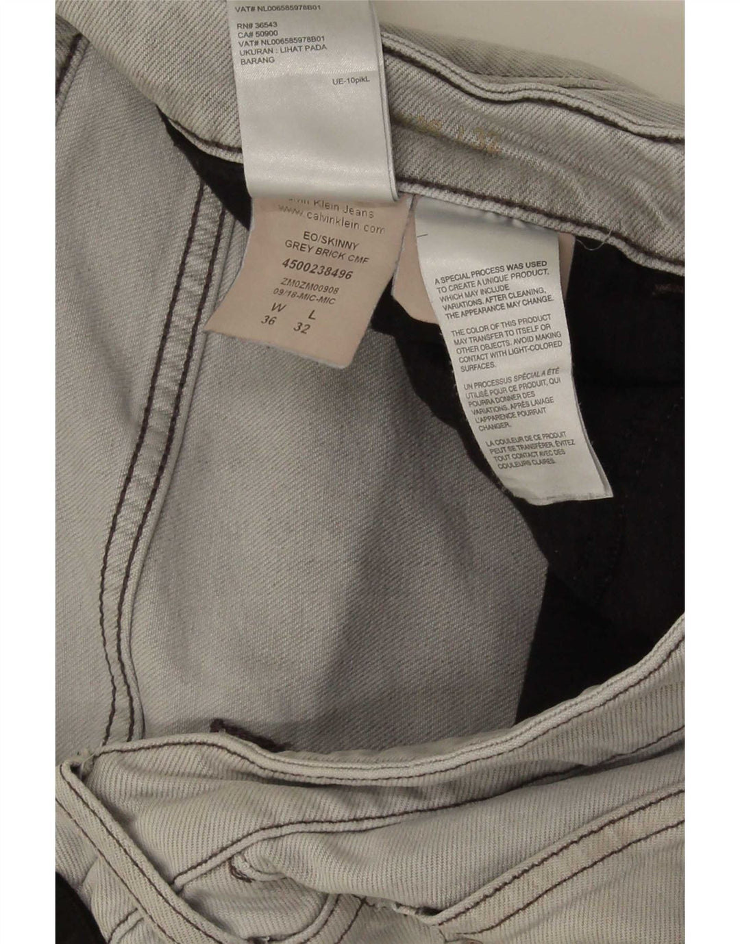 Calvin Klein Masculino Slim Jeans W36 L32 Cinza Algodão