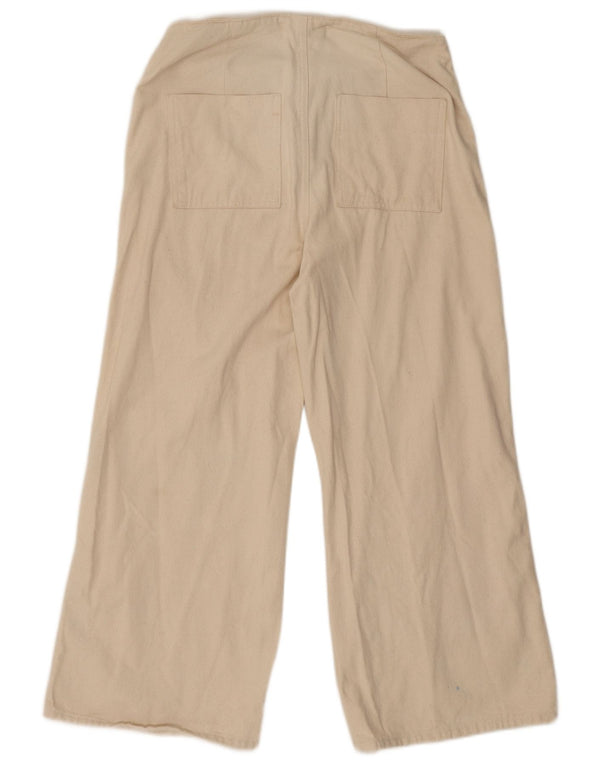 Calça feminina Zara com pernas largas EU 40 Médio W30 L25 Bege