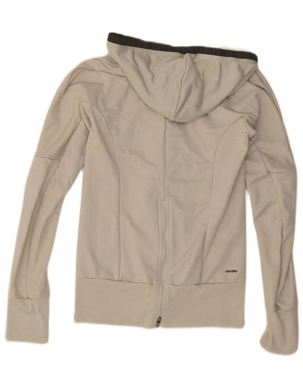 Adidas Womens Climalite Zip Hoodie Sweater UK 6 XS  White Polyester