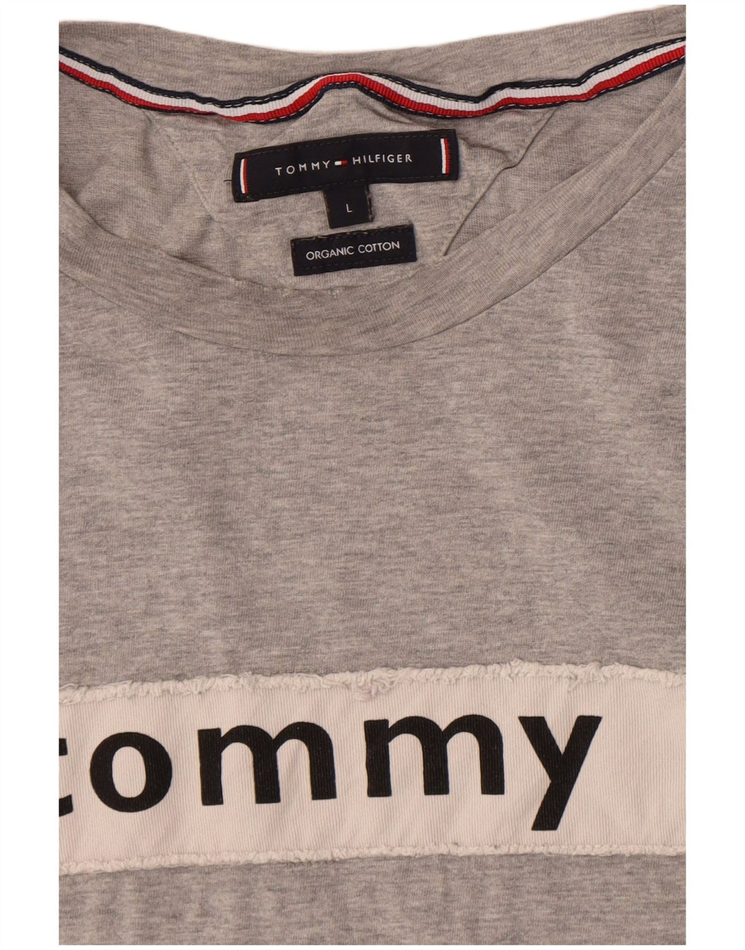 Camiseta feminina Tommy Hilfiger com estampa gráfica UK 16 grande algodão cinza