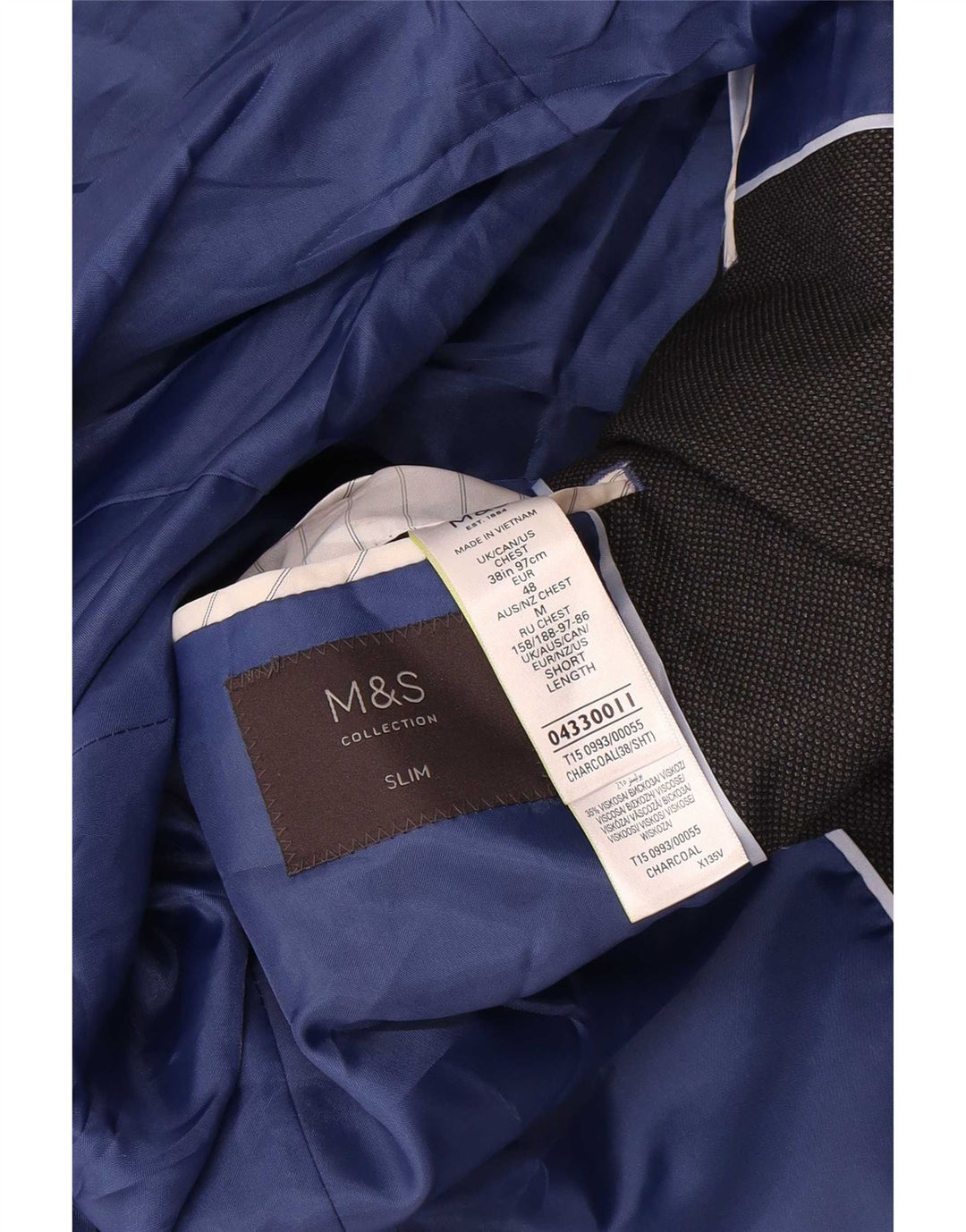 Jaqueta Blazer Masculina Marks & Spencer Slim de 2 Botões Reino Unido 38 Lã Preta Média