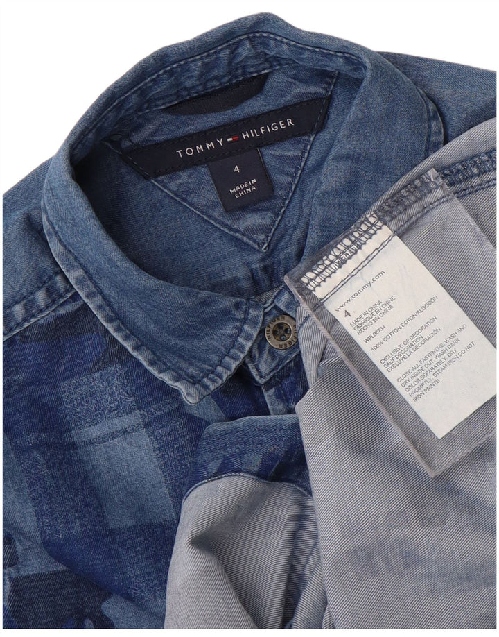 TOMMY HILFIGER Camisa jeans masculina 3-4 anos azul camuflada algodão
