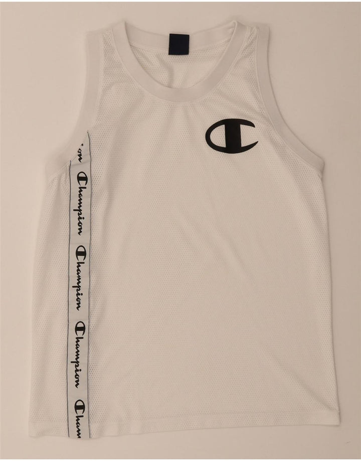 CHAMPION Mens Colete Gráfico Top Médio Branco