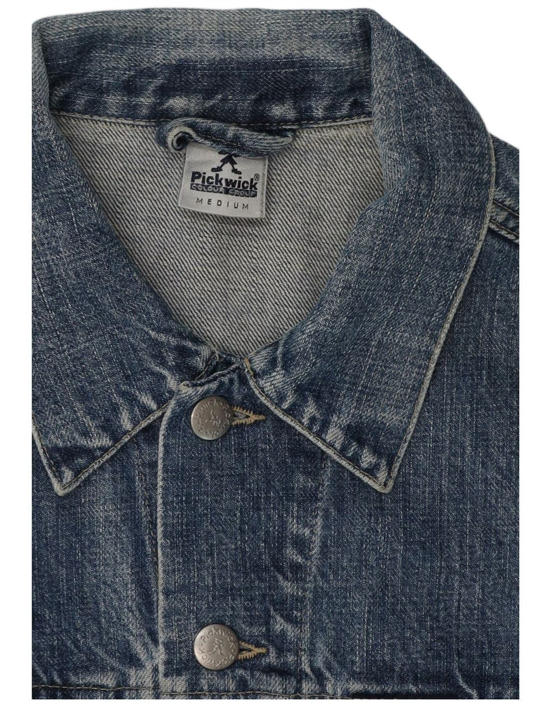 Jaqueta jeans feminina PICKWICK Reino Unido 14 algodão azul médio