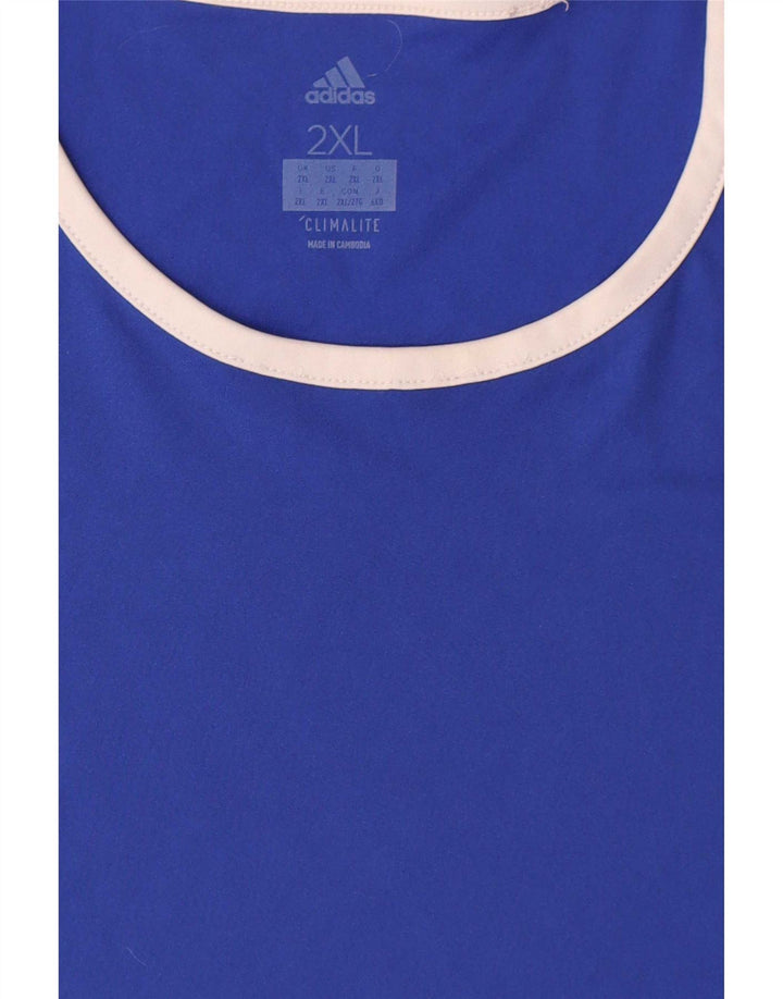 Adidas Masculino Climalite Camiseta Top 2XL Azul Colorblock Poliéster
