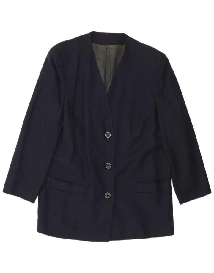 Jaqueta blazer feminina com 3 botões, escolha pessoal, UK 18 XL, azul marinho, lã