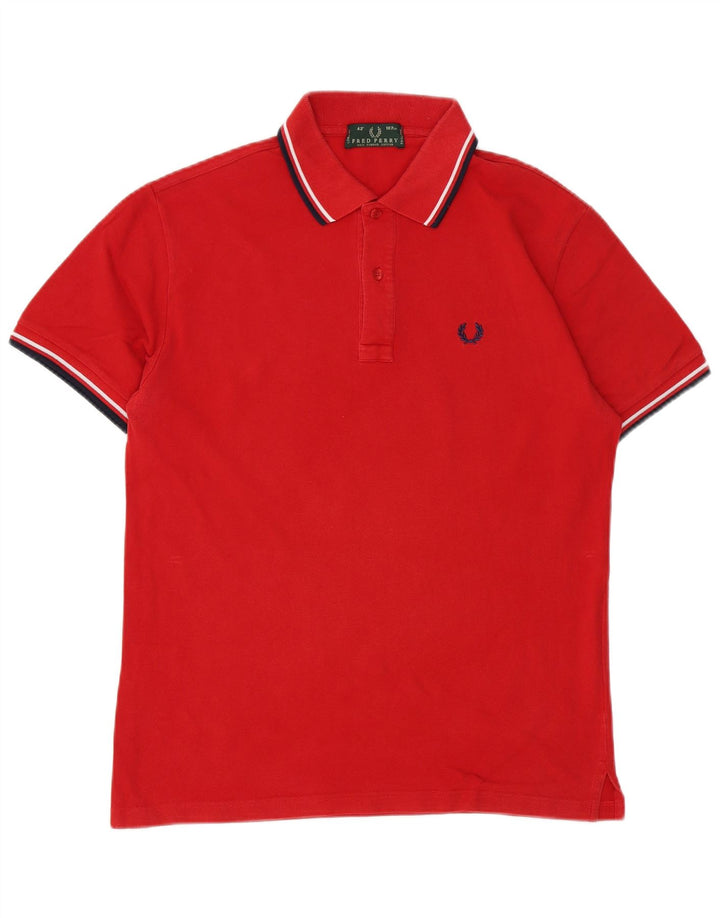 Camisa polo masculina Fred Perry de algodão listrado vermelho médio