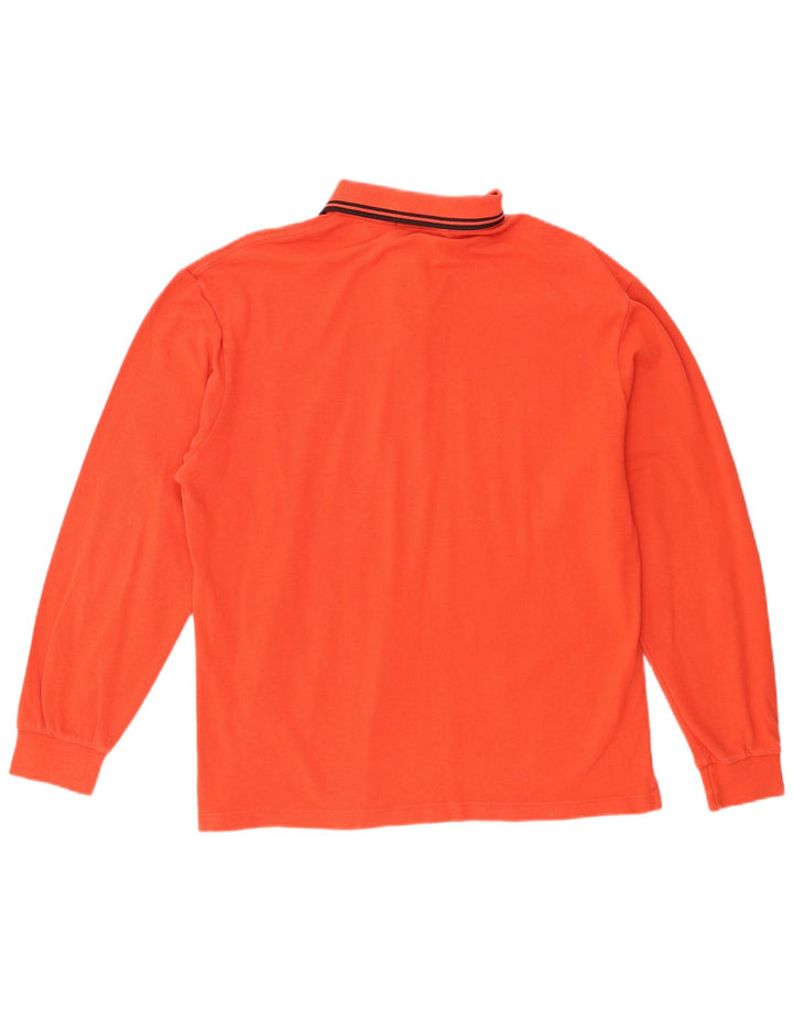 Camisa polo masculina de manga comprida Fred Perry algodão laranja médio