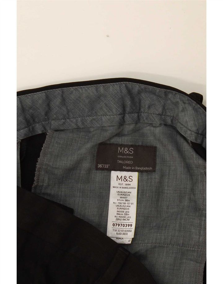 Calça masculina Marks & Spencer sob medida W36 L33 poliéster preto