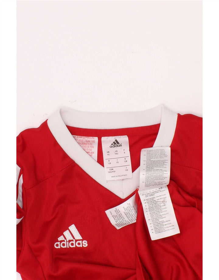 Adidas Meninos Climalite Top Manga Comprida 7-8 Anos Pequeno Colorblock Vermelho