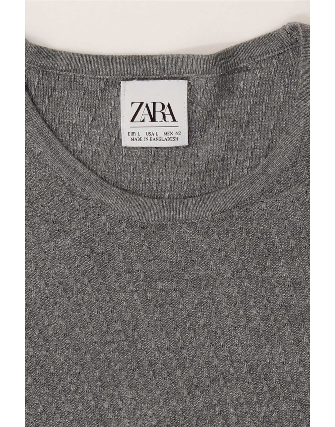 Zara Suéter masculino com gola redonda grande cinza