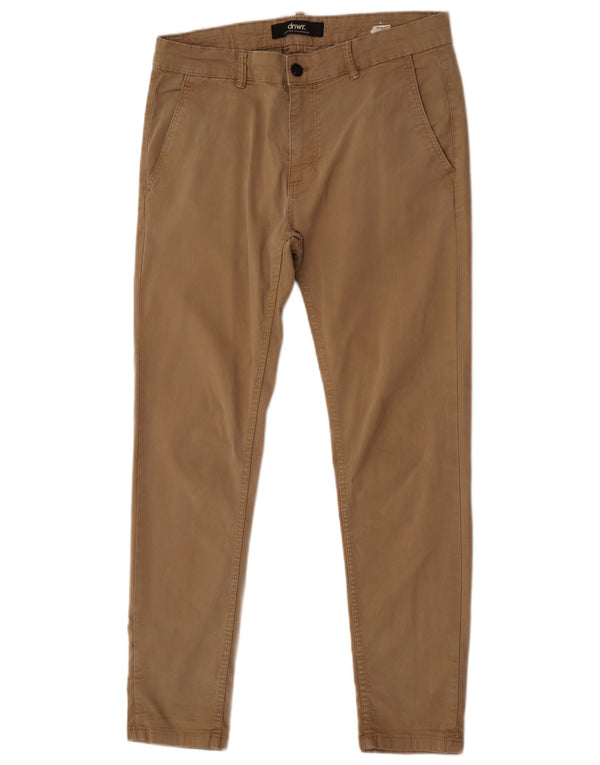 Zara Mens Slim Fit Chino Calças EU 42 Grande W32 L30 Algodão Marrom