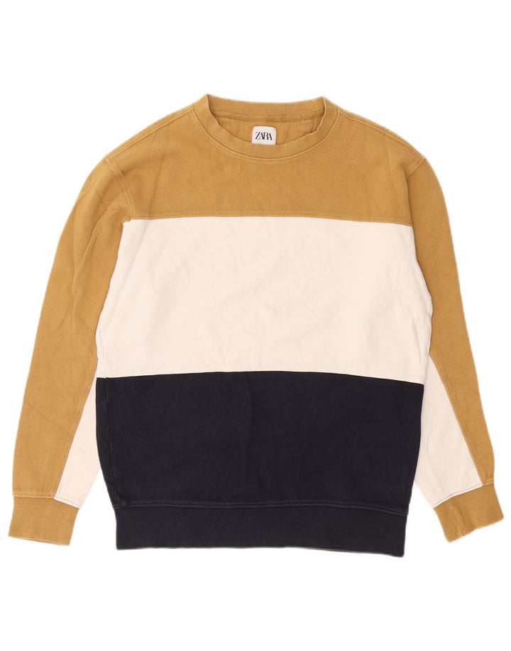 Zara Moletom Masculino Jumper Médio Multicolorido Colorblock Algodão