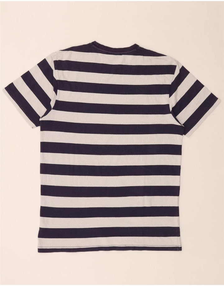 Camiseta masculina VANS grande algodão listrado azul marinho