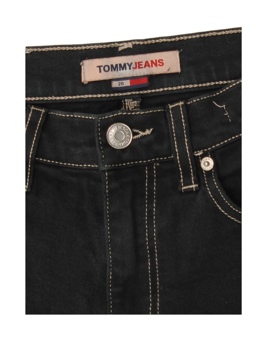 Shorts jeans feminino Tommy Hilfiger W26 pequeno preto