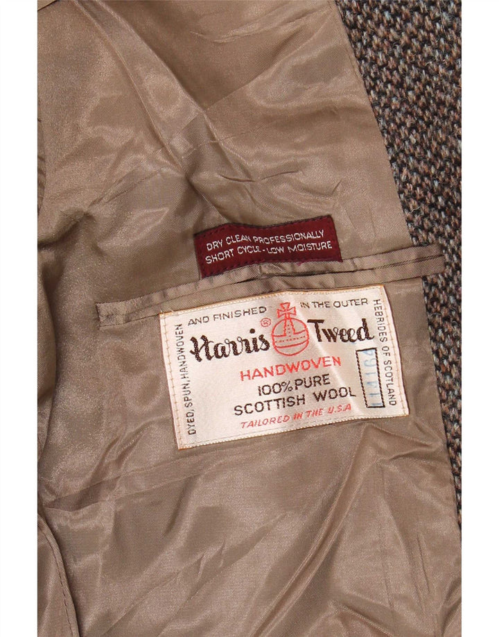 Jaqueta blazer masculina de 2 botões Harris Tweed Reino Unido 38 lã cinza médio