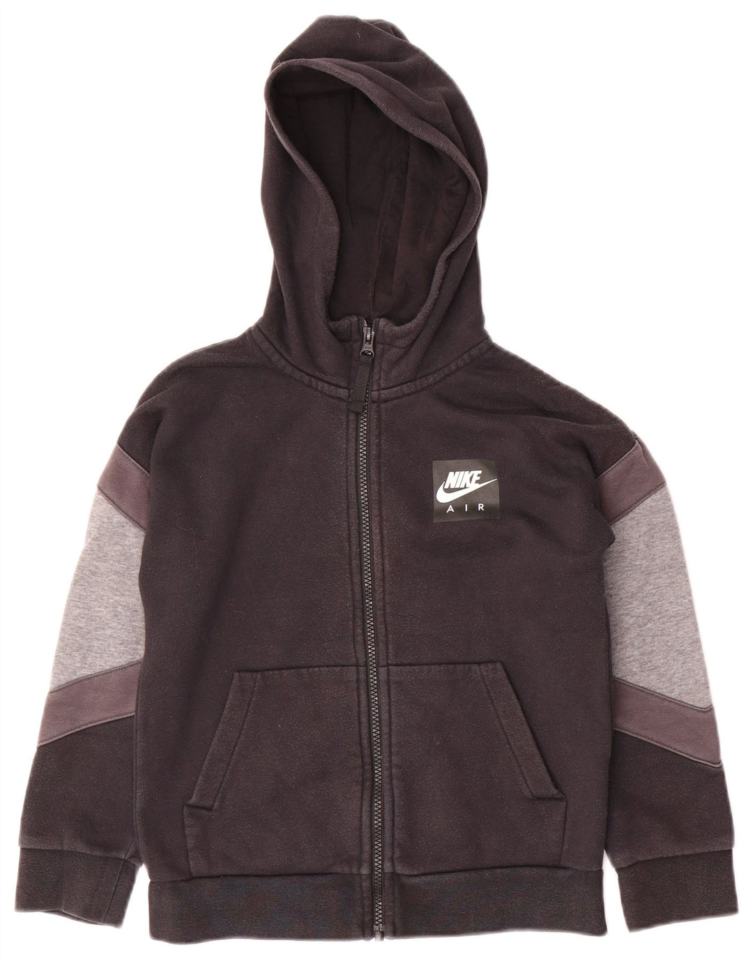 Suéter NIKE Boys Air Graphic Zip com capuz 8-9 anos pequeno preto colorblock