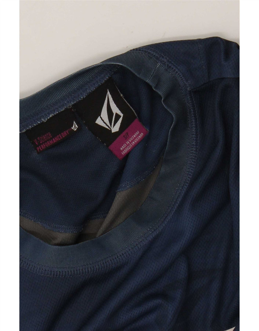 Top gráfico masculino Volcom manga comprida pequeno azul marinho