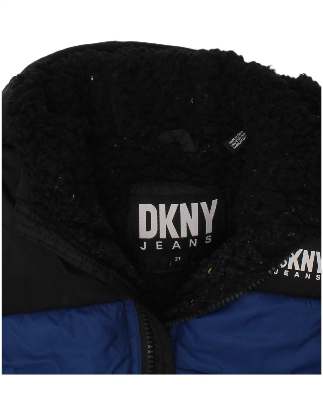 Jaqueta acolchoada com capuz para meninos DKNY 18-24 meses azul Colourblock Nylon