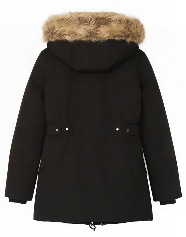 Jaqueta feminina Zara Extreme Hooded Sherpa Parka Reino Unido 6 XS Preto