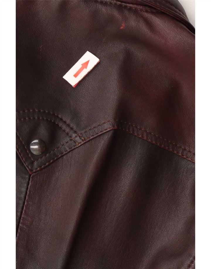 Jaqueta de couro masculina vintage IT 50 grande Borgonha