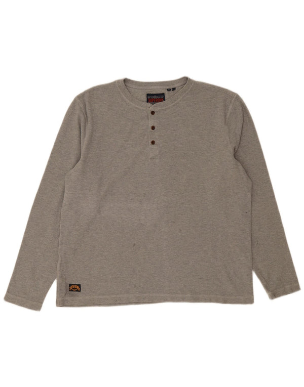 Top masculino Superdry manga comprida 2XL algodão cinza