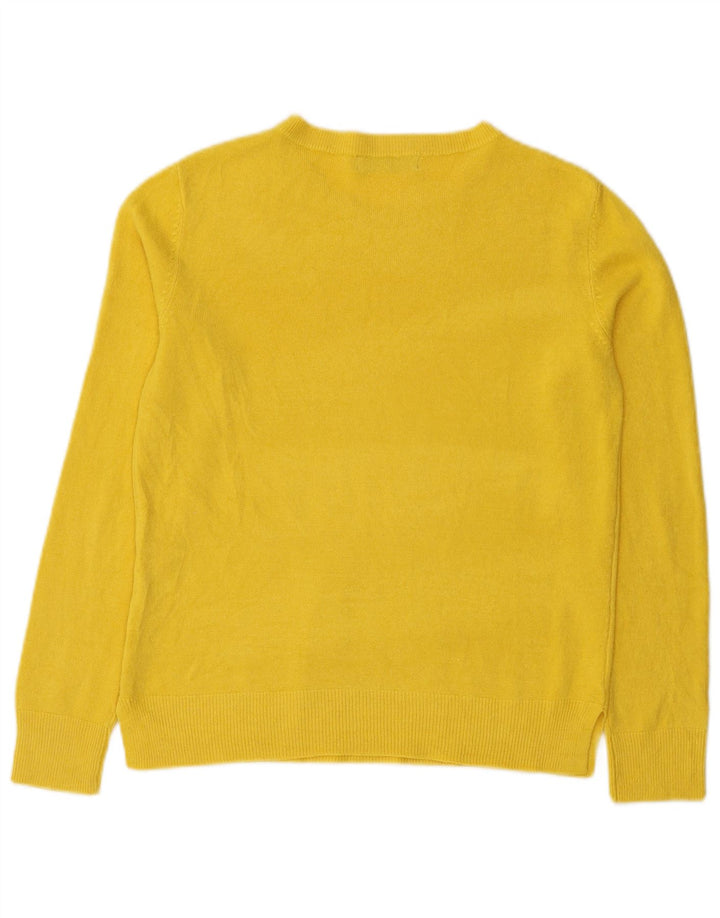 Suéter feminino Marks & Spencer com gola redonda Reino Unido 12 médio amarelo