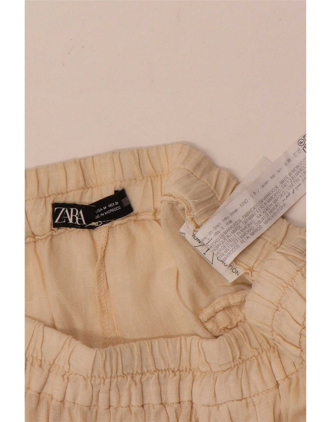 Zara Shorts feminino casual médio W28 linho branco