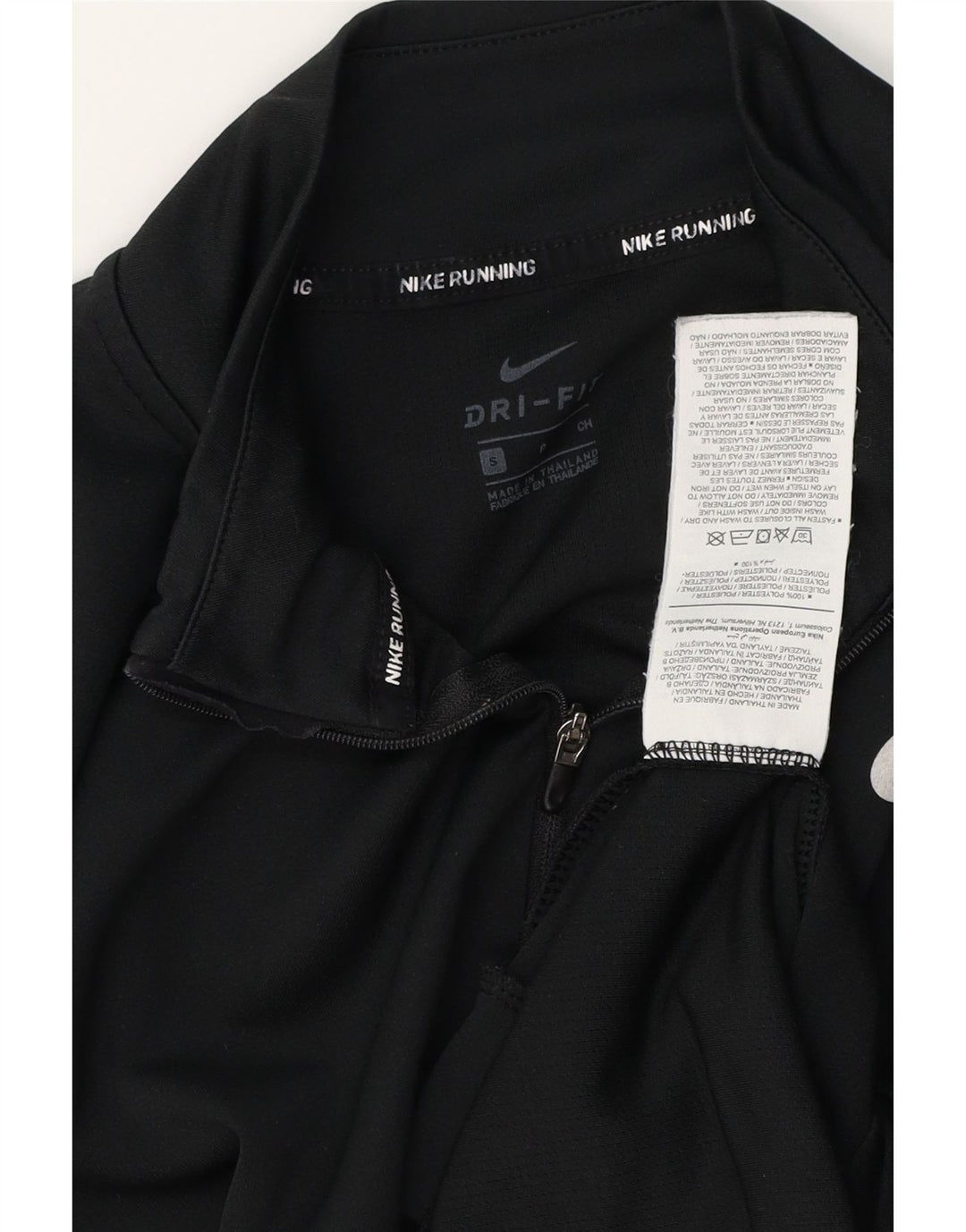 NIKE Womens Dri Fit Zip Neck Pullover Treino Top Reino Unido 10 Pequeno Preto